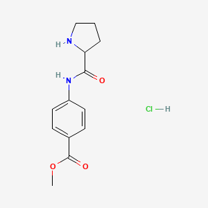 molecular formula C13H17ClN2O3 B2764213 Methyl 4-(pyrrolidine-2-carboxamido)benzoate hydrochloride CAS No. 1260684-49-8