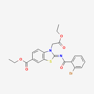 molecular formula C21H19BrN2O5S B2764216 乙酸-2-(2-溴苯甲酰)亚胺-3-(2-乙氧基-2-氧代乙基)-1,3-苯并噻唑-6-羧酸乙酯 CAS No. 865246-86-2