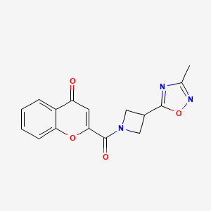 molecular formula C16H13N3O4 B2764227 2-(3-(3-methyl-1,2,4-oxadiazol-5-yl)azetidine-1-carbonyl)-4H-chromen-4-one CAS No. 1286710-18-6