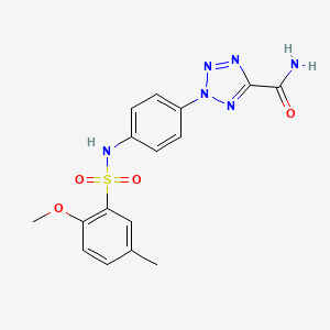 molecular formula C16H16N6O4S B2764232 2-(4-(2-甲氧基-5-甲基苯基磺酰氨基)苯基)-2H-四唑-5-羧酰胺 CAS No. 1396800-26-2