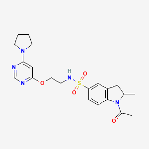 1-acetyl-2-methyl-N-(2-((6-(pyrrolidin-1-yl)pyrimidin-4-yl)oxy)ethyl)indoline-5-sulfonamide