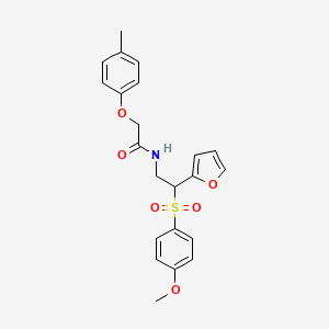 molecular formula C22H23NO6S B2764237 N-(2-(呋喃-2-基)-2-((4-甲氧基苯基)磺酰)乙基)-2-(对甲苯氧基)乙酰胺 CAS No. 946366-82-1