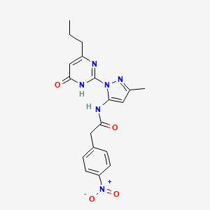 molecular formula C19H20N6O4 B2764241 N-(3-甲基-1-(6-氧代-4-丙基-1,6-二氢嘧啶-2-基)-1H-吡唑-5-基)-2-(4-硝基苯基)乙酰胺 CAS No. 1002932-91-3