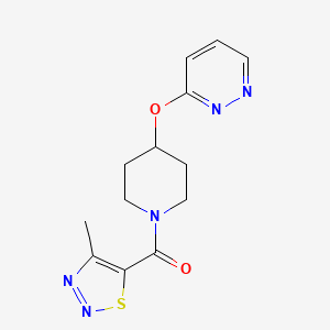 molecular formula C13H15N5O2S B2764248 (4-Methyl-1,2,3-thiadiazol-5-yl)(4-(pyridazin-3-yloxy)piperidin-1-yl)methanone CAS No. 1797596-19-0