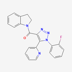 molecular formula C22H16FN5O B2764250 1-{[1-(2-fluorophenyl)-5-pyridin-2-yl-1H-1,2,3-triazol-4-yl]carbonyl}indoline CAS No. 1396809-05-4