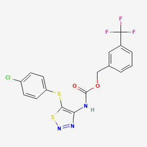 molecular formula C17H11ClF3N3O2S2 B2764254 [3-(trifluoromethyl)phenyl]methyl N-[5-(4-chlorophenyl)sulfanylthiadiazol-4-yl]carbamate CAS No. 400074-49-9