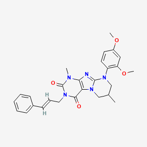 3-cinnamyl-9-(2,4-dimethoxyphenyl)-1,7-dimethyl-6,7,8,9-tetrahydropyrimido[2,1-f]purine-2,4(1H,3H)-dione