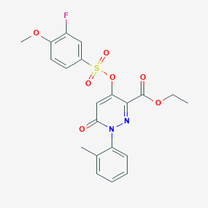 Ethyl 4-(((3-fluoro-4-methoxyphenyl)sulfonyl)oxy)-6-oxo-1-(o-tolyl)-1,6-dihydropyridazine-3-carboxylate