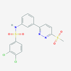 molecular formula C17H13Cl2N3O4S2 B2764270 3,4-dichloro-N-(3-(6-(methylsulfonyl)pyridazin-3-yl)phenyl)benzenesulfonamide CAS No. 950319-69-4