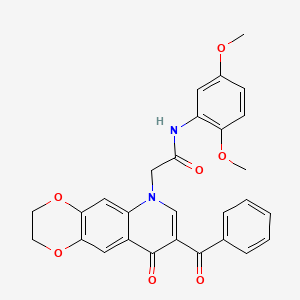 2-(8-benzoyl-9-oxo-2,3-dihydro-[1,4]dioxino[2,3-g]quinolin-6-yl)-N-(2,5-dimethoxyphenyl)acetamide