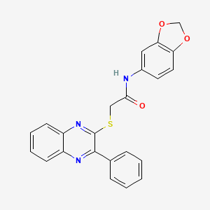 N-(1,3-benzodioxol-5-yl)-2-(3-phenylquinoxalin-2-yl)sulfanylacetamide