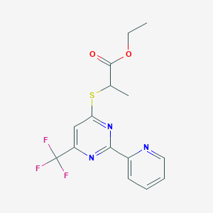 Ethyl 2-{[2-(2-pyridinyl)-6-(trifluoromethyl)-4-pyrimidinyl]sulfanyl}propanoate