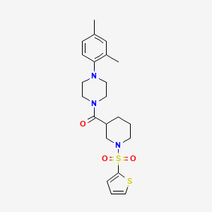 molecular formula C22H29N3O3S2 B2764278 (4-(2,4-二甲基苯基)哌嗪-1-基)(1-(噻吩-2-基磺酰基)哌嗪-3-基)甲酮 CAS No. 1794918-18-5