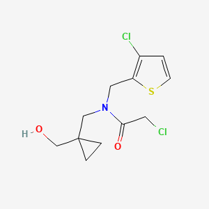 molecular formula C12H15Cl2NO2S B2764284 2-Chloro-N-[(3-chlorothiophen-2-yl)methyl]-N-[[1-(hydroxymethyl)cyclopropyl]methyl]acetamide CAS No. 2411274-67-2