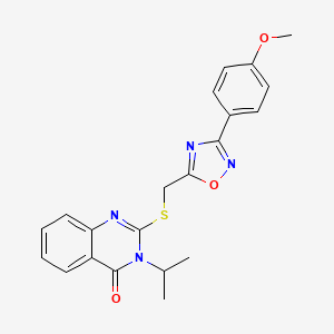 molecular formula C21H20N4O3S B2764285 3-isopropyl-2-(((3-(4-methoxyphenyl)-1,2,4-oxadiazol-5-yl)methyl)thio)quinazolin-4(3H)-one CAS No. 946215-58-3