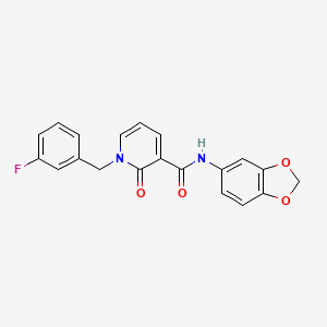 molecular formula C20H15FN2O4 B2764288 N-1,3-苯并二氧杂环[5,5]-5-基-1-(3-氟苯甲基)-2-氧代-1,2-二氢吡啶-3-羧酰胺 CAS No. 933252-06-3