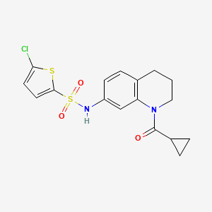 molecular formula C17H17ClN2O3S2 B2764289 5-氯-N-[1-(环丙烷羰基)-3,4-二氢-2H-喹啉-7-基]噻吩-2-磺酰胺 CAS No. 946369-45-5