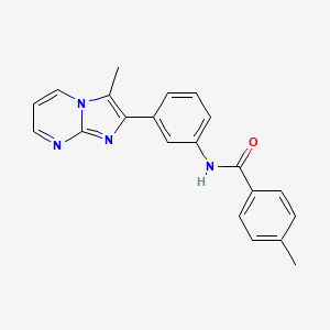 molecular formula C21H18N4O B2764315 4-methyl-N-(3-(3-methylimidazo[1,2-a]pyrimidin-2-yl)phenyl)benzamide CAS No. 862811-61-8