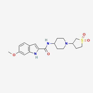 molecular formula C19H25N3O4S B2764323 N-(1-(1,1-二氧代四氢噻吩-3-基)哌啶-4-基)-6-甲氧基-1H-吲哚-2-甲酰胺 CAS No. 2034335-50-5