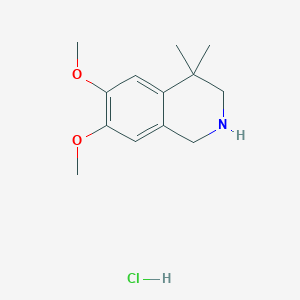 molecular formula C13H20ClNO2 B2764326 6,7-Dimethoxy-4,4-dimethyl-1,2,3,4-tetrahydroisoquinoline hydrochloride CAS No. 57553-25-0