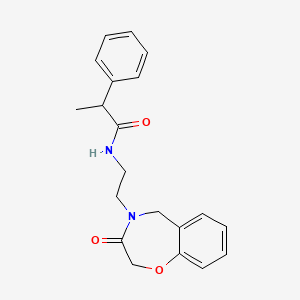 molecular formula C20H22N2O3 B2764329 N-(2-(3-氧代-2,3-二氢苯并[f][1,4]噁唑-4(5H)-基)乙基)-2-苯基丙酰胺 CAS No. 2034348-05-3