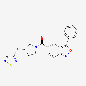molecular formula C20H16N4O3S B2764338 3-Phenyl-5-[3-(1,2,5-thiadiazol-3-yloxy)pyrrolidine-1-carbonyl]-2,1-benzoxazole CAS No. 2097862-07-0