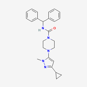 molecular formula C25H29N5O B2764357 N-benzhydryl-4-(3-cyclopropyl-1-methyl-1H-pyrazol-5-yl)piperazine-1-carboxamide CAS No. 2034503-52-9