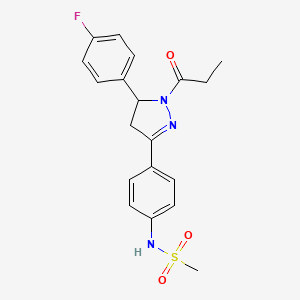 molecular formula C19H20FN3O3S B2764370 N-(4-(5-(4-fluorophenyl)-1-propionyl-4,5-dihydro-1H-pyrazol-3-yl)phenyl)methanesulfonamide CAS No. 851717-62-9