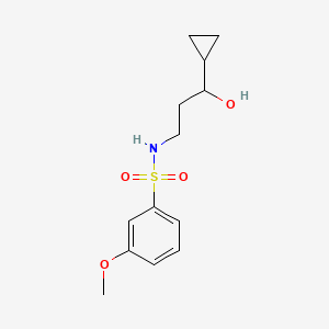 molecular formula C13H19NO4S B2764374 N-(3-环丙基-3-羟基丙基)-3-甲氧基苯磺酰胺 CAS No. 1396782-05-0