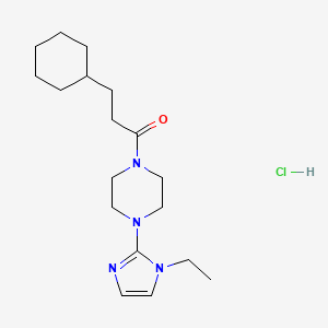 molecular formula C18H31ClN4O B2764386 3-cyclohexyl-1-(4-(1-ethyl-1H-imidazol-2-yl)piperazin-1-yl)propan-1-one hydrochloride CAS No. 1185034-31-4