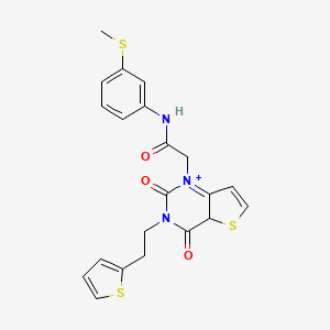 molecular formula C21H19N3O3S3 B2764418 2-{2,4-dioxo-3-[2-(thiophen-2-yl)ethyl]-1H,2H,3H,4H-thieno[3,2-d]pyrimidin-1-yl}-N-[3-(methylsulfanyl)phenyl]acetamide CAS No. 1260631-01-3