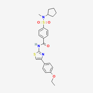 molecular formula C24H27N3O4S2 B2764419 4-(N-环戊基-N-甲基磺酰氨基)-N-(4-(4-乙氧苯基)噻唑-2-基)苯甲酰胺 CAS No. 922893-45-6