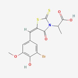 (E)-2-(5-(3-bromo-4-hydroxy-5-methoxybenzylidene)-4-oxo-2-thioxothiazolidin-3-yl)propanoic acid