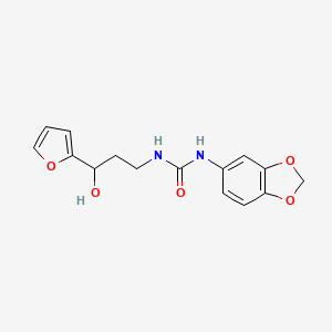 molecular formula C15H16N2O5 B2764430 1-(苯并[d][1,3]二噁英-5-基)-3-(3-(呋喃-2-基)-3-羟基丙基)脲 CAS No. 1421490-90-5