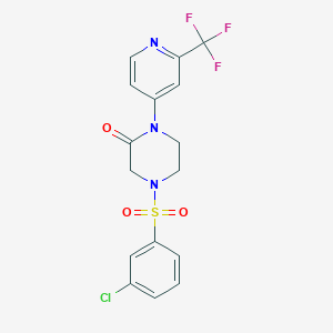 molecular formula C16H13ClF3N3O3S B2764431 4-(3-Chlorophenyl)sulfonyl-1-[2-(trifluoromethyl)pyridin-4-yl]piperazin-2-one CAS No. 2380171-28-6