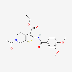 molecular formula C21H24N2O6S B2764435 Ethyl 6-acetyl-2-(3,4-dimethoxybenzamido)-4,5,6,7-tetrahydrothieno[2,3-c]pyridine-3-carboxylate CAS No. 896680-08-3