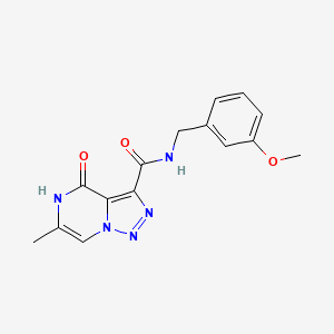 molecular formula C15H15N5O3 B2764442 N-(3-methoxybenzyl)-6-methyl-4-oxo-4,5-dihydro[1,2,3]triazolo[1,5-a]pyrazine-3-carboxamide CAS No. 1775357-30-6