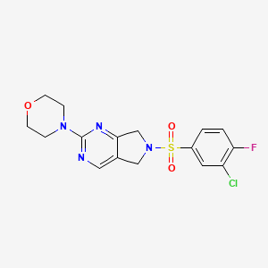molecular formula C16H16ClFN4O3S B2764457 4-(6-((3-chloro-4-fluorophenyl)sulfonyl)-6,7-dihydro-5H-pyrrolo[3,4-d]pyrimidin-2-yl)morpholine CAS No. 2034371-69-0