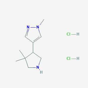 molecular formula C10H19Cl2N3 B2764475 4-(4,4-dimethylpyrrolidin-3-yl)-1-methyl-1H-pyrazole dihydrochloride CAS No. 1820704-38-8