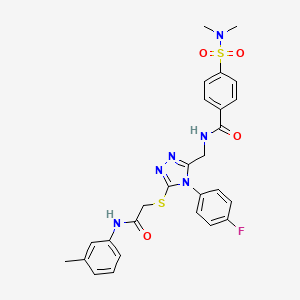 molecular formula C27H27FN6O4S2 B2764478 4-(dimethylsulfamoyl)-N-[[4-(4-fluorophenyl)-5-[2-(3-methylanilino)-2-oxoethyl]sulfanyl-1,2,4-triazol-3-yl]methyl]benzamide CAS No. 310427-25-9