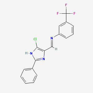 molecular formula C17H11ClF3N3 B2764485 N-[(5-chloro-2-phenyl-1H-imidazol-4-yl)methylene]-3-(trifluoromethyl)aniline CAS No. 338392-78-2