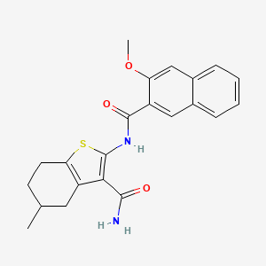 molecular formula C22H22N2O3S B2764486 2-[(3-甲氧基-2-萘酰)氨基]-5-甲基-4,5,6,7-四氢-1-苯并噻吩-3-甲酰胺 CAS No. 330190-37-9