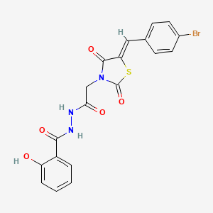molecular formula C19H14BrN3O5S B2764498 (Z)-N'-(2-(5-(4-bromobenzylidene)-2,4-dioxothiazolidin-3-yl)acetyl)-2-hydroxybenzohydrazide CAS No. 307526-92-7