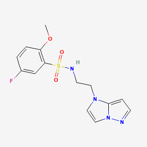 molecular formula C14H15FN4O3S B2764502 N-(2-(1H-imidazo[1,2-b]pyrazol-1-yl)ethyl)-5-fluoro-2-methoxybenzenesulfonamide CAS No. 1795298-09-7