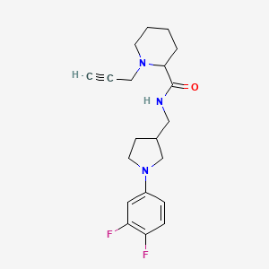 molecular formula C20H25F2N3O B2764504 N-{[1-(3,4-difluorophenyl)pyrrolidin-3-yl]methyl}-1-(prop-2-yn-1-yl)piperidine-2-carboxamide CAS No. 1259073-88-5