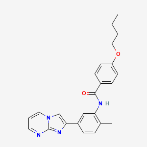 4-butoxy-N-(5-{imidazo[1,2-a]pyrimidin-2-yl}-2-methylphenyl)benzamide