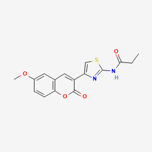 molecular formula C16H14N2O4S B2764516 N-(4-(6-methoxy-2-oxo-2H-chromen-3-yl)thiazol-2-yl)propionamide CAS No. 325780-21-0