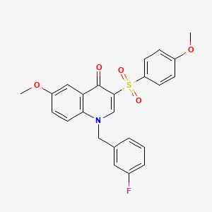 molecular formula C24H20FNO5S B2764524 1-[(3-Fluorophenyl)methyl]-6-methoxy-3-(4-methoxybenzenesulfonyl)-1,4-dihydroquinolin-4-one CAS No. 872199-17-2