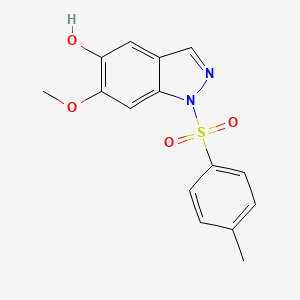 molecular formula C15H14N2O4S B2764529 6-Methoxy-1-(p-tolylsulfonyl)indazol-5-ol CAS No. 1881240-46-5