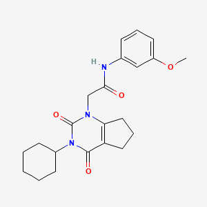 molecular formula C22H27N3O4 B2764533 2-(3-cyclohexyl-2,4-dioxo-2,3,4,5,6,7-hexahydro-1H-cyclopenta[d]pyrimidin-1-yl)-N-(3-methoxyphenyl)acetamide CAS No. 1018061-81-8